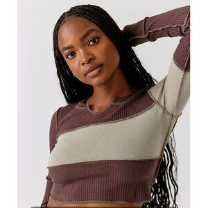NWT {Urban Outfitters | BDG} Sabine Spliced Thermal Top | Chocolate ~ Size M